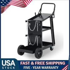 Welding Cart , Heavy Duty 3-Tier Rolling Welder Cart for MIG TIG  Plasma Cutter