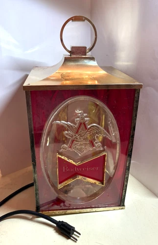 Vintage Budweiser Beer Hanging Light Lantern PAINT DAMAGED works