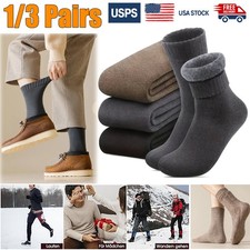 3 Pairs Men Heated Socks Ski Winter Thermal Hiking Snowboarding Thick Boot Socks