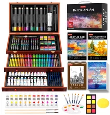 Art Supplies, 192-Pack Deluxe Art Set Drawing Painting Supplies Kit with Acry...