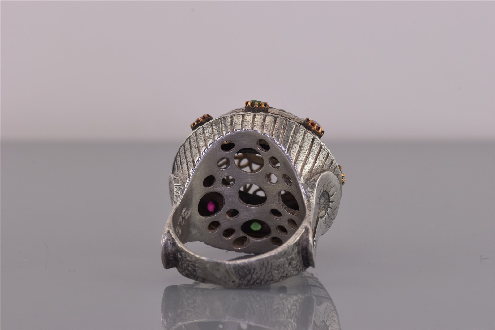 Sterling Silver Emerald & Ruby Accented Domed Boh… - image 4