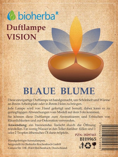 Duftlampe Blaue Blume Vision Aromalampe Keramik Teelicht äTherische ÖLe Bioherba-image