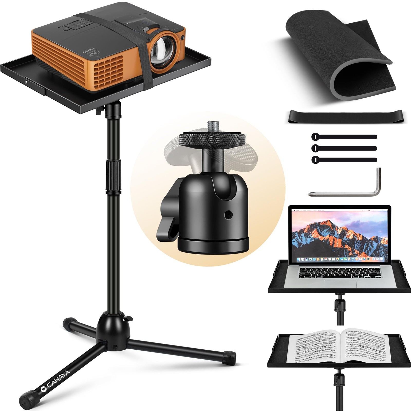 CAHAYA Projector Stand Floor Universal with 360° Rotation Pan-tilt 90 cm to 130
