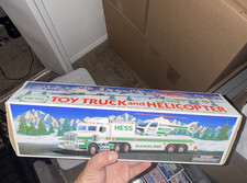 Hess Toy Truck & Helicopter Set w/ Original Green/White/Red Box