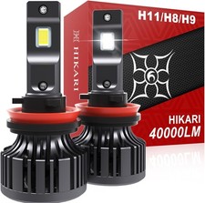 Hikari 2025 25000LM H11/H8/H9 LED Bulbs, 45W Upgraded Core-12 Chips, High Lum...