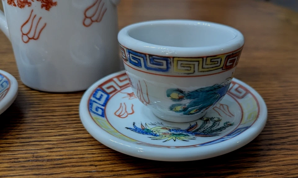 De Colección Japón Dragón Rojo Chino Porcelana Tetera Dragón de Fuego, Olas del Océano - marcado Foto 4 de 4