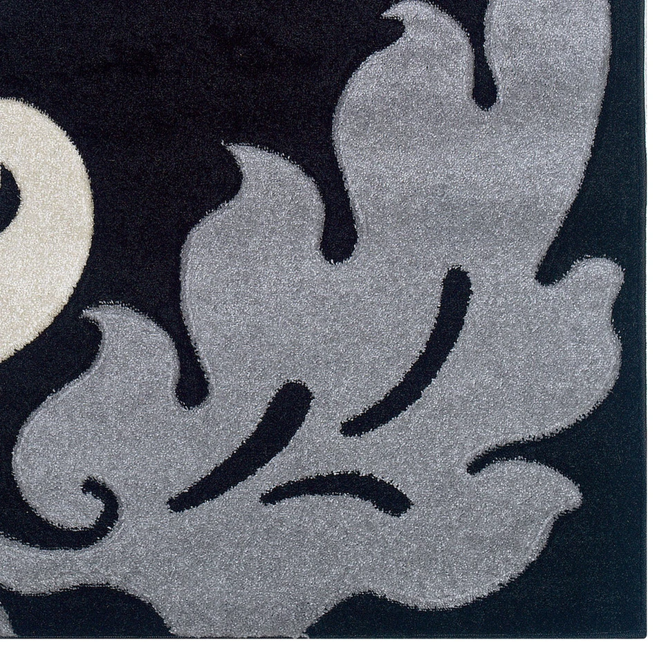 Linon Corfu Damask Frieze Yarn 3'x5' Rug in Black and Gray - Image 3 of 4