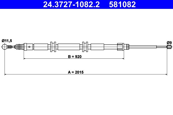 Rear ATE 24.3727-1082.2 Cable Pull, parking brake for RENAULT