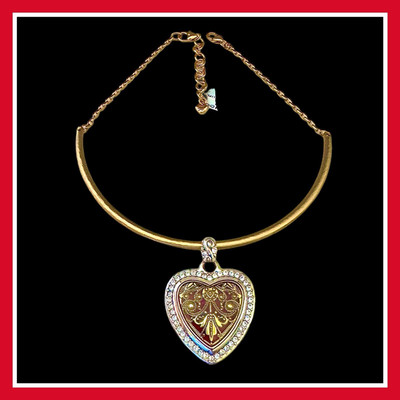 Brighton DEVOTION HEART SONG W/MESSAGE PENDANT on MONOGRAM CHOKER Necklace NWT