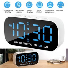 Electric Digital Alarm Clock LED Large Display Battery Backup Snooze Dual Alarm