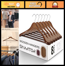 Wooden Suit Hangers 8 Pack - Wide Shoulder Non-Slip Hangers for Suits, Coats, Ja