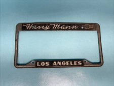 Vintage Harry Mann Chevrolet Chevy Los Angeles Metal Dealer License Frame