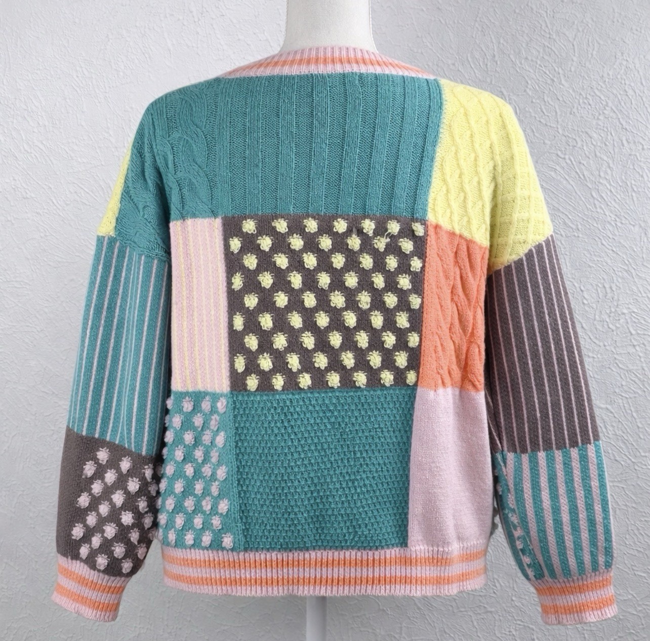 Easel Oversized Patchwork Cardigan Small Colorblo… - image 2