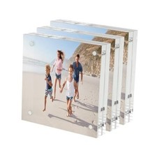 Acrylic Picture Frames 3 Pack, 20 Thicker Block, Clear Picture Frames 4x4