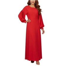Sachin Babi Esmeralda Red Evening Gown Long Sleeve Silk Blend Dress Size 10