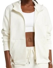 NWT Zella Downtown Full Zip Hooded Sweatshirt Hoodie Ivory Size L