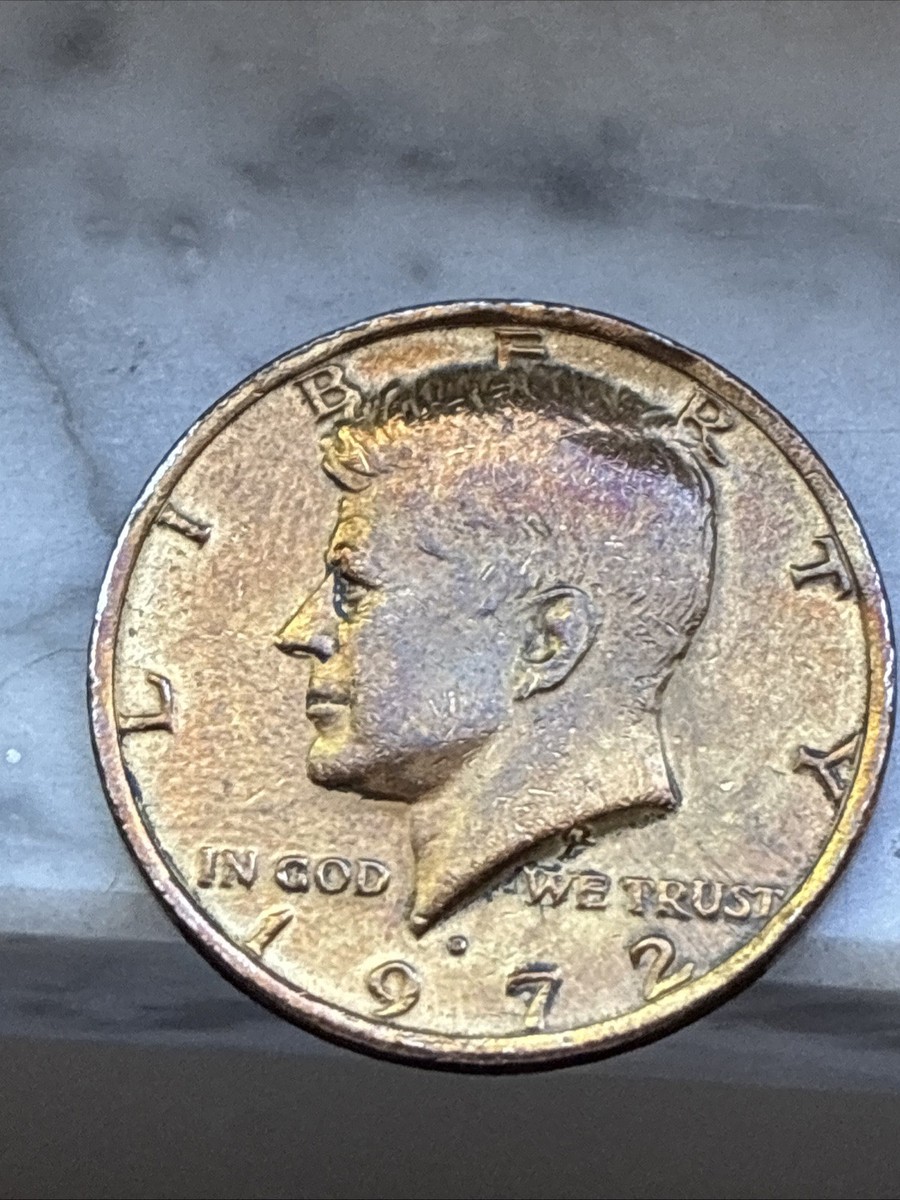 1972 D Kennedy Half Dollar Gold Plated RARE Toner “Purple” One Of