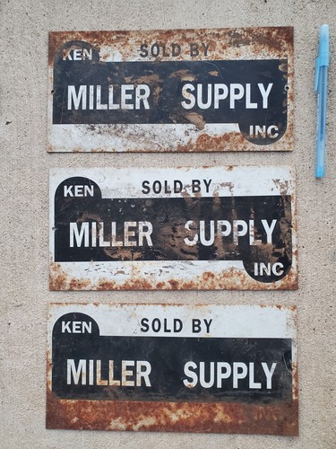 Vintage Ken Miller Oil Field Supply Oil Gas Supply Signs (3) Wooster Oh *