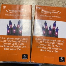 Lot 2-70 Purple Mini Lights Holiday Home 15.8 Ft. Indoor/Outdoor Incandescent