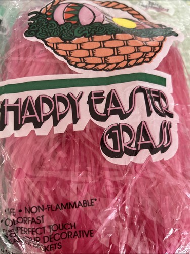 Vintage Easter Grass Made in USA Green Yellow &Pink  Lot of  3 Easter Unlimited - Picture 4 of 9