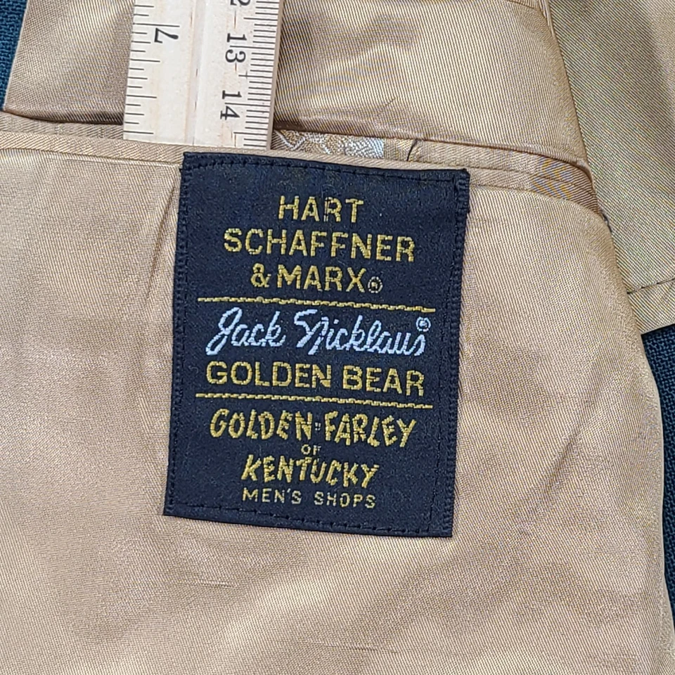 Jack Nicklaus Golden Bear Green Blazer Jacket Men 44R Hart Schaffer & Marx - Image 3 of 4