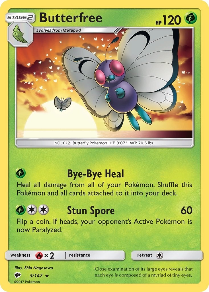 Butterfree (3/147) Rare NM SM03 SM - Burning Shadows Pokemon TCG