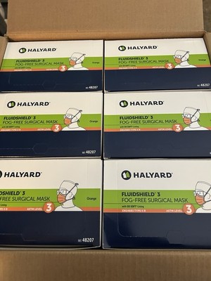 Halyard 48207 Fluid Shield level 3 FOG-FREE SURGICAL Face Mask - 50pc - 6 Boxes!