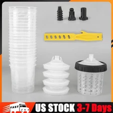 50Pcs 20oz(600ml) Disposable Paint Spray Cup Gun Cup Liners & Lid System Kit