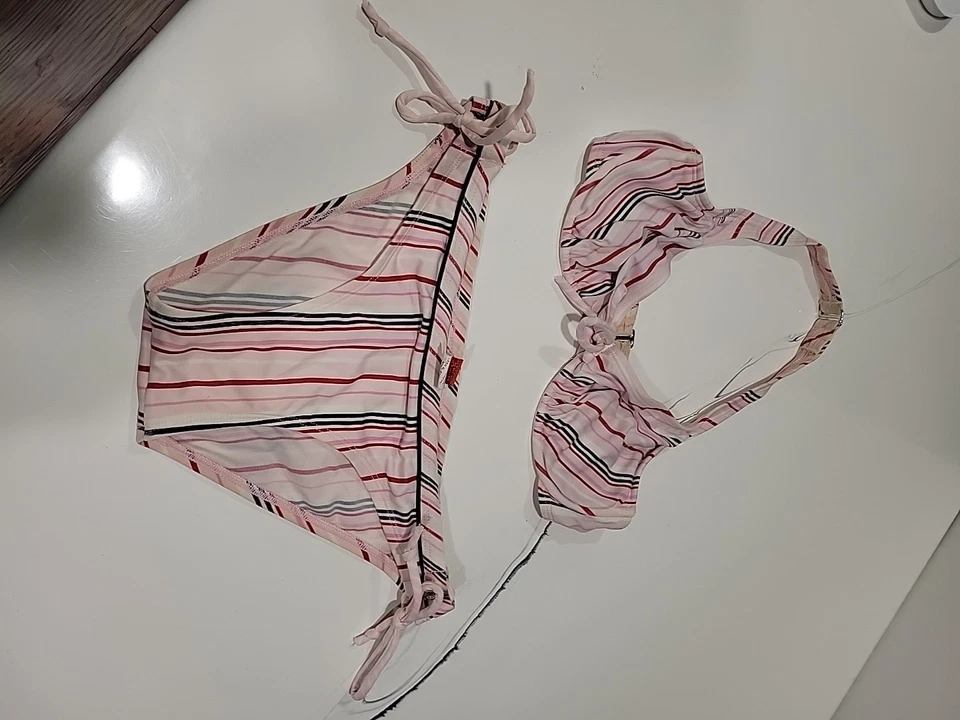 Striped ESPRIT BEACH Vintage 2pc  Bikini SwimSuit Size XS-MEDIUM  READ *SWIMBIN* - Image 2 of 4