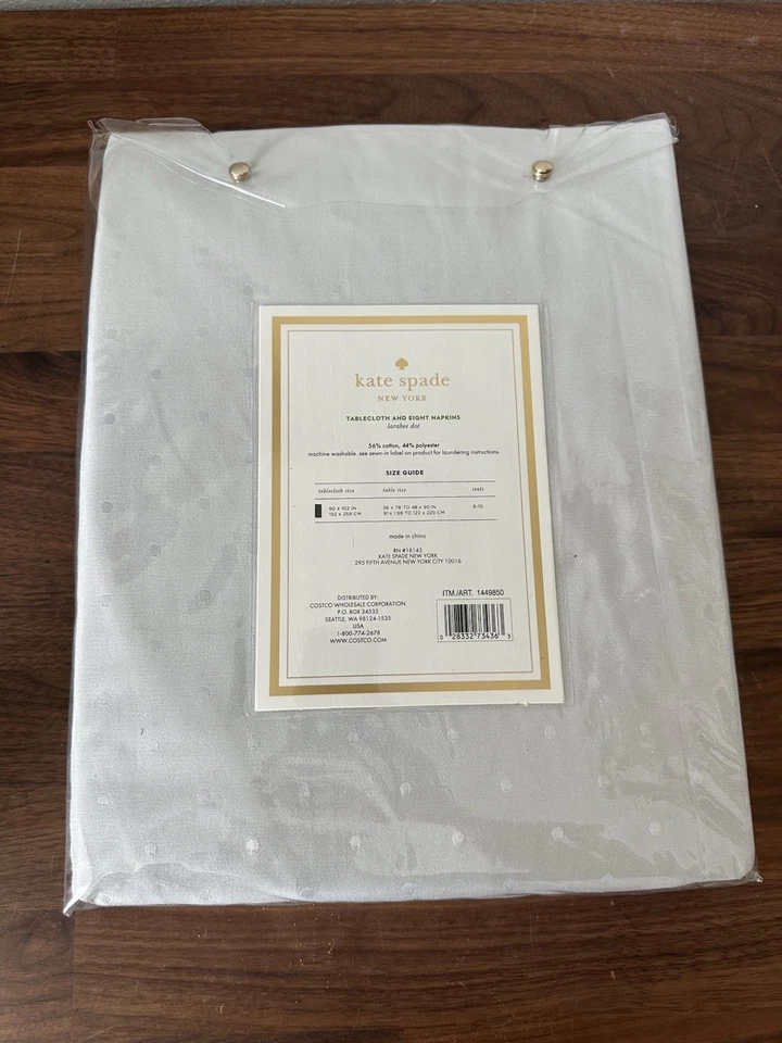 Kate Spade New York Larabee Dot 9 Pc Napkin Tablecloth Set Gray 60x102 - Image 4 of 4