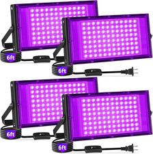 100W Waterproof Black Lights with Switch, 4 Pack for Glow Parties More