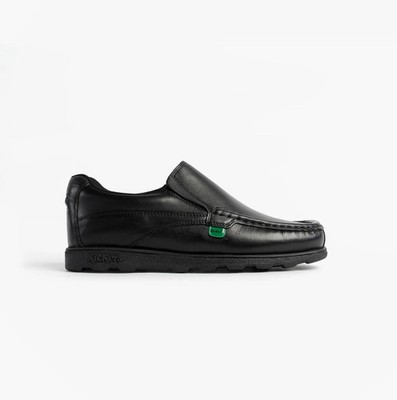Kickers Fragma Slip Jungen Leder Schnürschuhe Komfort Schwarz Schulschuhe