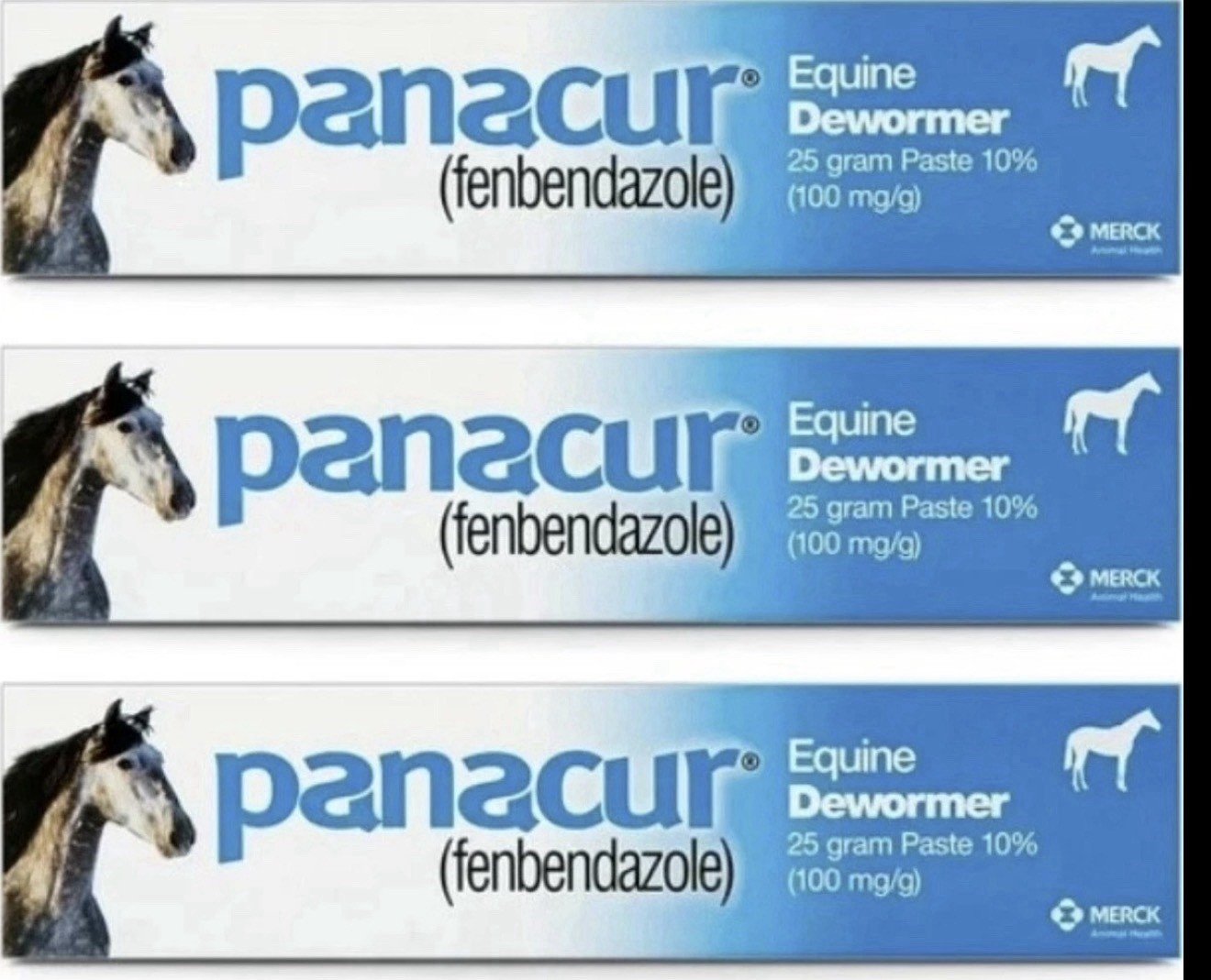 Panacur (3 Pack) Dewormer Horse Paste 10%, 100mg Each