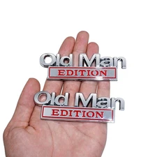 2X Chrome Red Metal Old Man Edition Emblem 3D Badge Fit for Universal Car