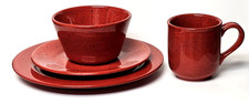 PFALTZGRAFF Nuance of Red Stoneware 4 Piece Place Setting In Original Box EUC