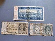 3 Banknoten Kronen B&ouml;hmen und M&auml;hren
