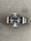 Vintage 925 Sterling Silver Ring Size V Modernist  Simple Sparkly CZ
