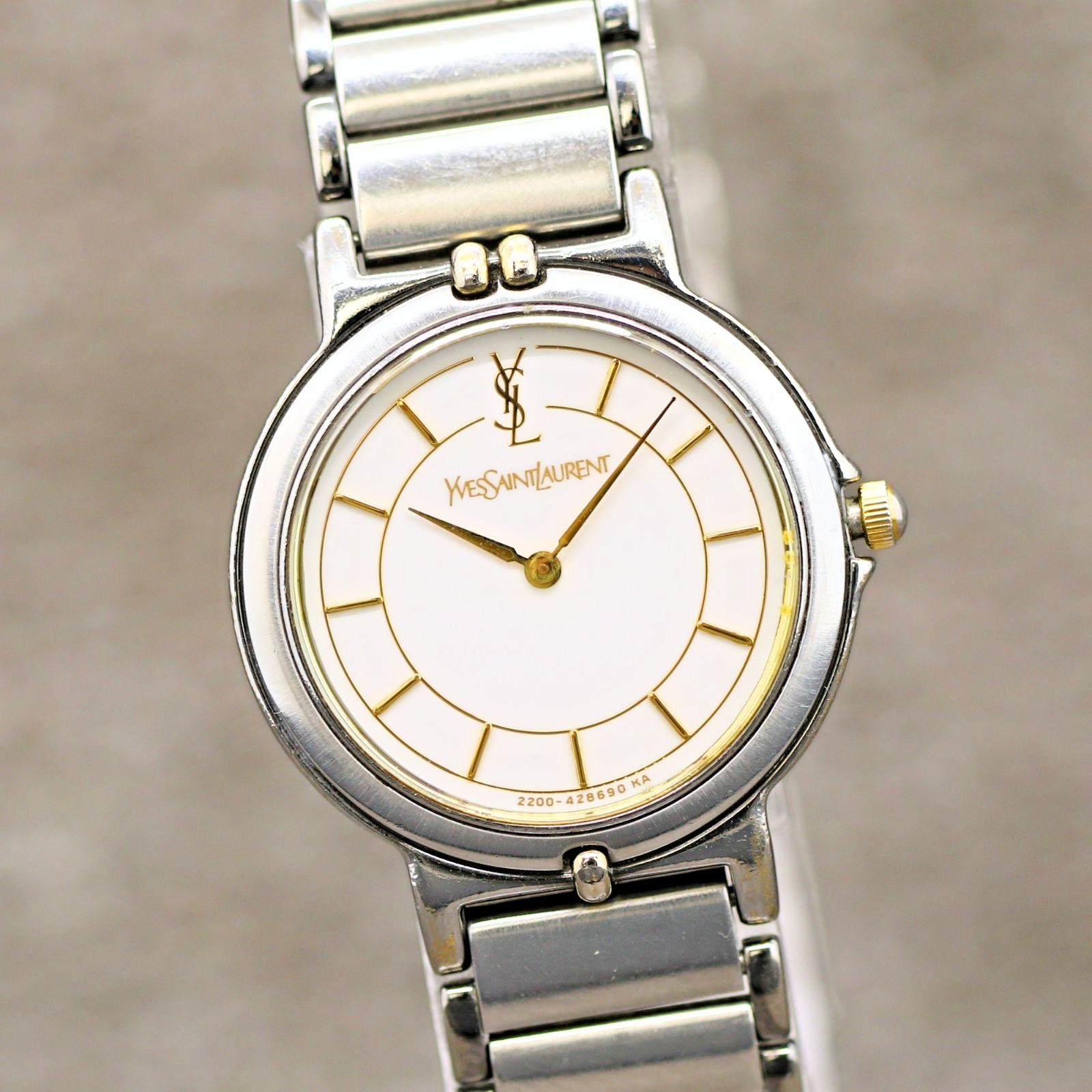 [Ottimo+5] Orologio Donna Yves Saint Laurent 2200 228499 Bianco Argento Qz Giappone