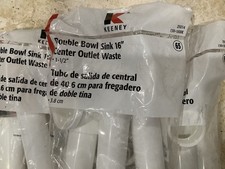 New KEENEY Double Bowl Sink 16" Center Outlet Waste 1-1/2" 130-16WK 65 3 Sets 