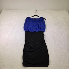 Valerie Bertinelli Royal Blue Black Ruched Blouson Sheath Dress Size 6