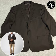 Oak Hill Perfect Fit Mens 54 REG Brown 2 Button Suit Jacket Blazer Stretch Solid