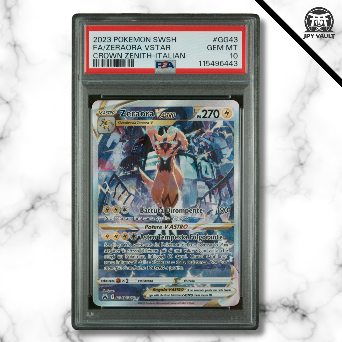 Pokemon Card Italian- Zeraora Vstar #GG43 - Zenit Regale/Crown
