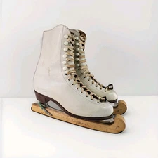 Vtg Fagan Pathfinder Ice Skates Womens 6 Wood Blade Guards 25 1/2 Berchtesgaden