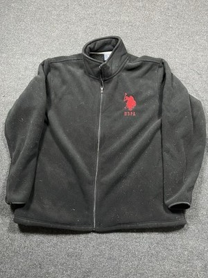 US Polo Association USPA Men's Full Zip Fleece Jacket Black Heavy Lined Men 2XL