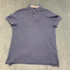Tommy Bahama Polo Shirt Mens Medium Heather Blue Regular Fit Golf Tennis Sports