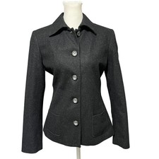 Vtg Harve Benard Blazer Structured Jacket Charcoal Gray Wool Blend Womens Size 6