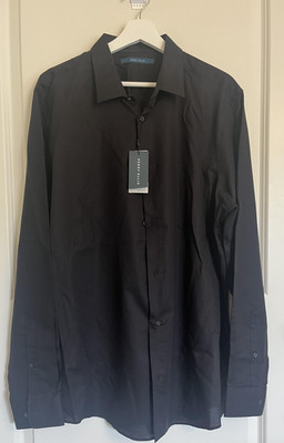 Perry Ellis Big & Tall Dress Shirt Mens XLT Black Long Sleeve Stain Resistant