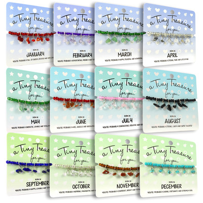 TINY TREASURES - Geburtsstein Armband Geburtstag Monat Geschenk Perle und Edelstein 