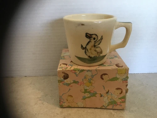 Vintage Antique 1920’s WELLER Pottery ZONA Duck Cup/Mug with Box