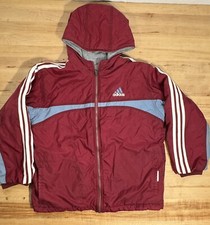 Vintage Adidas Girls Large Reversible Jacket Maroon/Gray